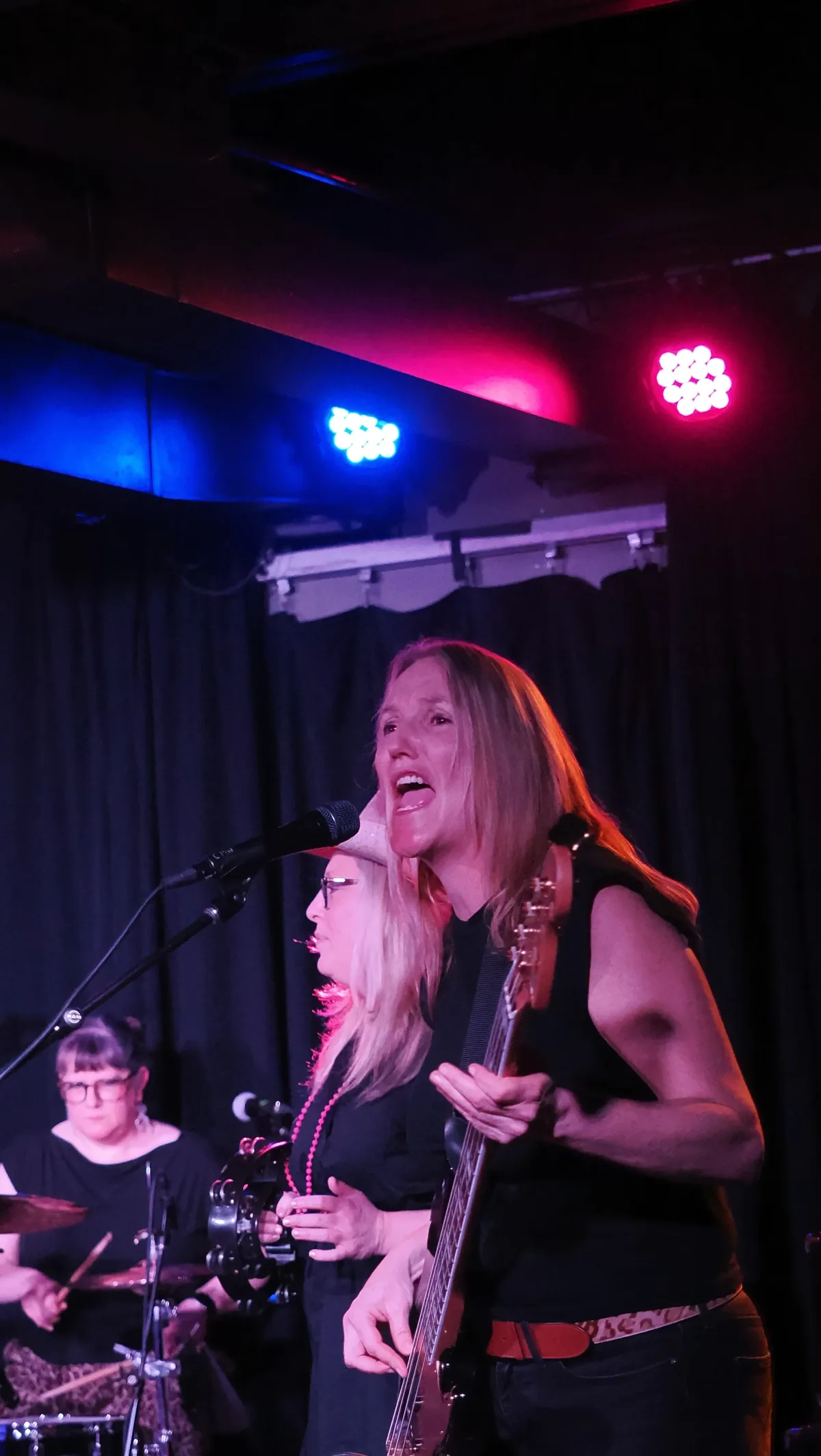 Bass and vocals under the stage lights
